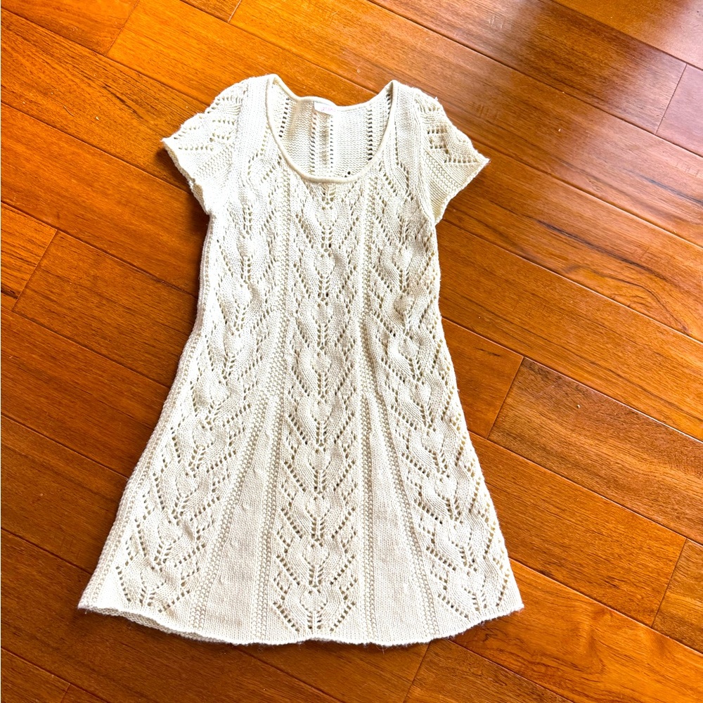 Cream knit sweater dress